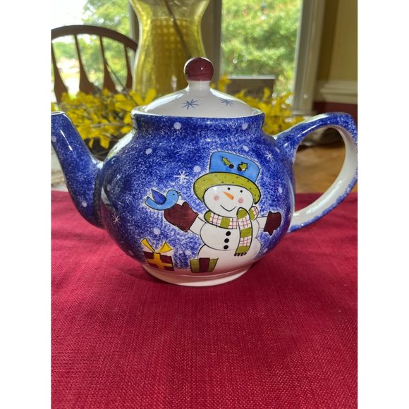 Frosty The Snowman Teapot,Studio Nova Snowman Teapot,Large Ceramic Christmas Tea - Picture 1 of 11